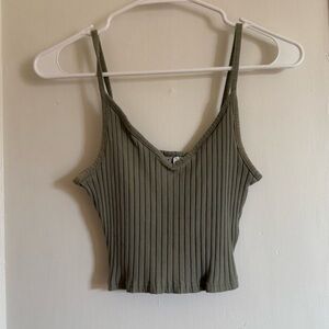 H&M Khaki Ribbed Cami Top